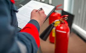 Fire protection technicians on the job